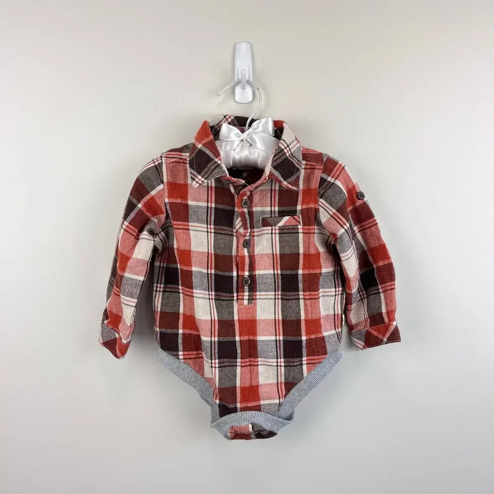 Me & Henry Corduroy Overalls and Plaid Bodysuits Bundle 9-12 Months